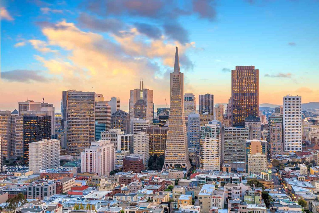 San Francisco skyline at sunset